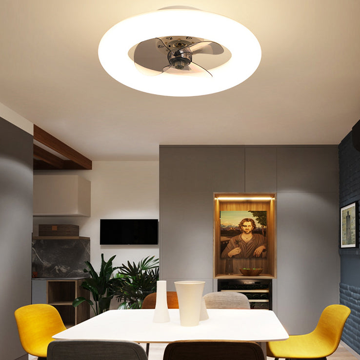 Modern Creative Circle LED Semi-Flush Mount Ceiling Fan Light
