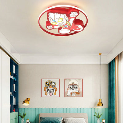 Creative Cartoon Ultraman Round  LED Flush Mount Ceiling Light