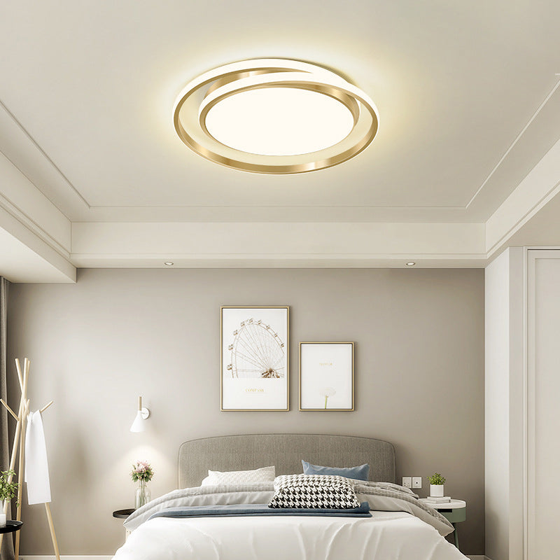 Plafonnier LED à montage encastré, lumière moderne et de luxe, cercle doré 