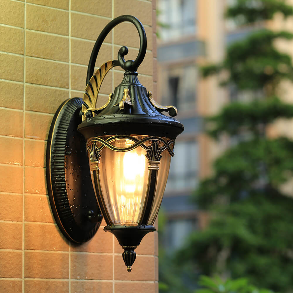 Farol de arce europeo para exteriores, lámpara de pared impermeable de 1 luz 