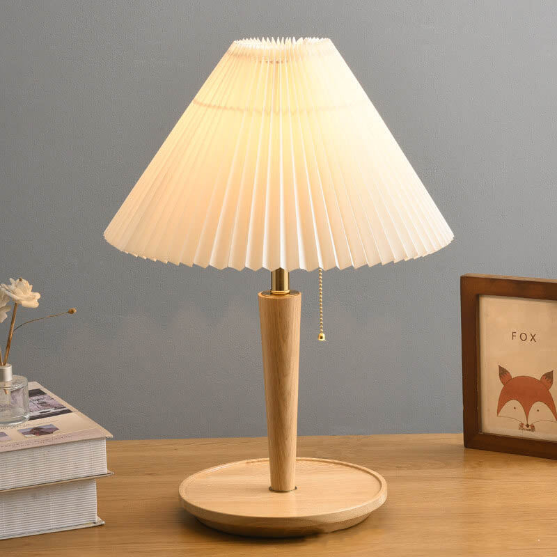 Retro Plissierter Zugschalter 1-Licht Tischlampe 
