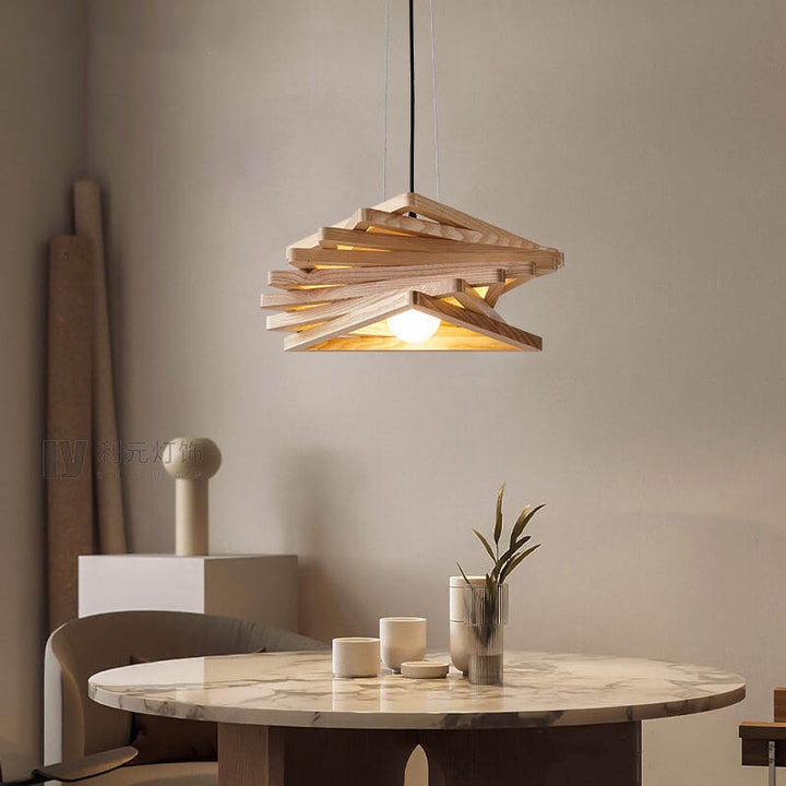 Nordic Asche Holz Geometrische 1-Licht Pendelleuchte 