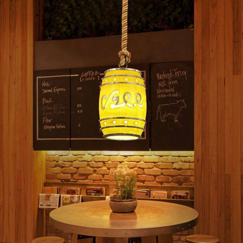 Vintage Wine Barrel Resin 1-Light Pendant Light