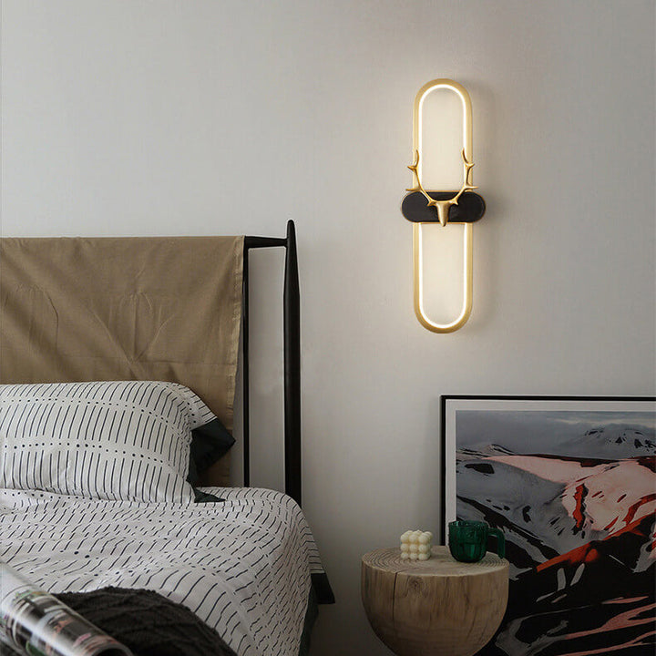 Moderne Hirschkopf-Ring-LED-Wandleuchte 