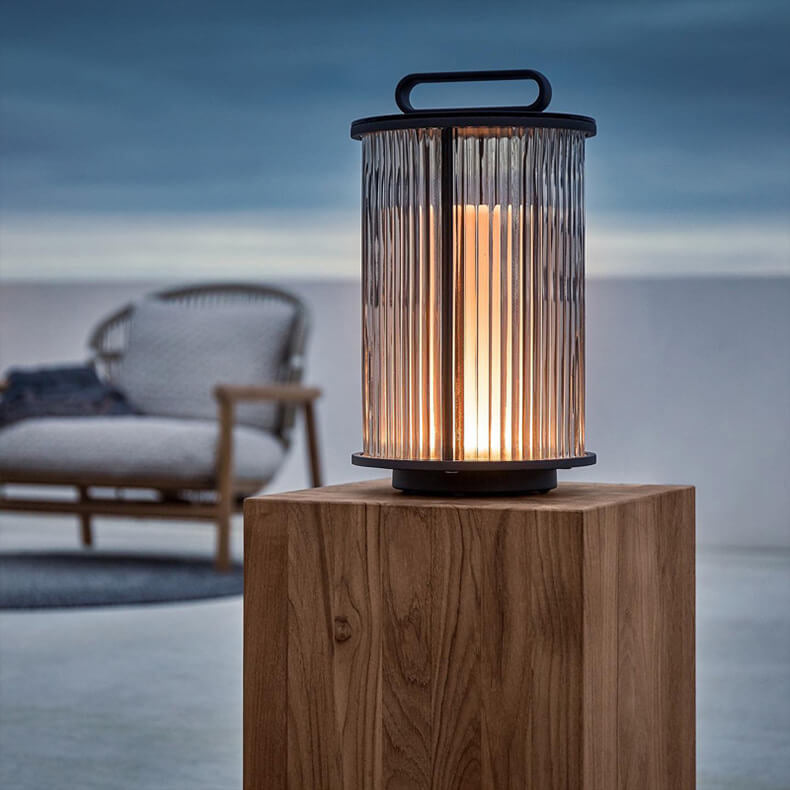 Lámpara de piso para jardín impermeable LED de columna de vidrio de acero inoxidable moderna 