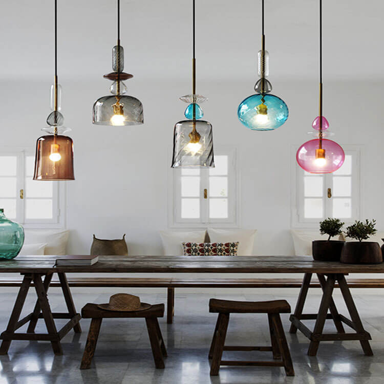 Nordic Colorful Candy Cane Glass 1-Light LED Pendant Light – BulbSquare