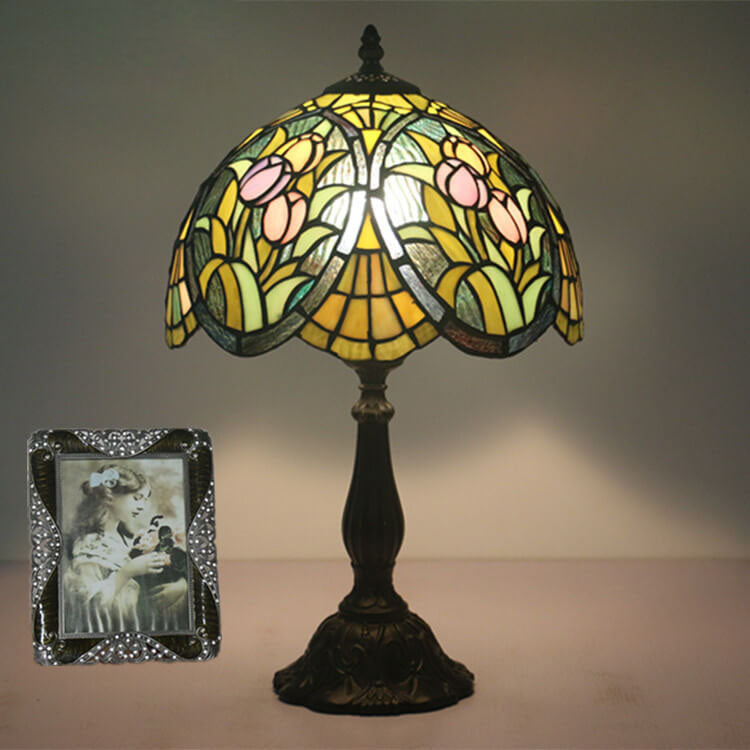 Tiffany Rustikale Buntglas 1-Licht Tischlampe 