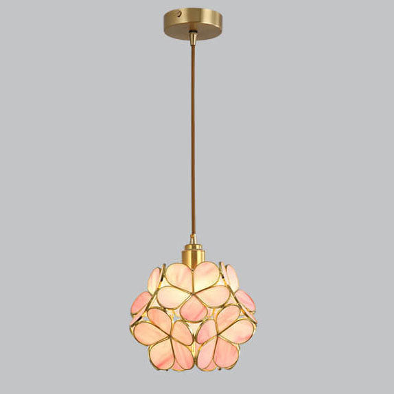 Modern Colorful Water-grain Glass 1-Light Flower Ball Pendant Light