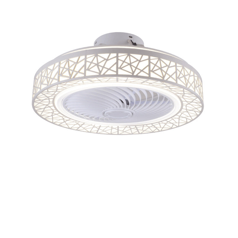 Modern Luxury Round Lace LED Flush Mount Ceiling Fan Light