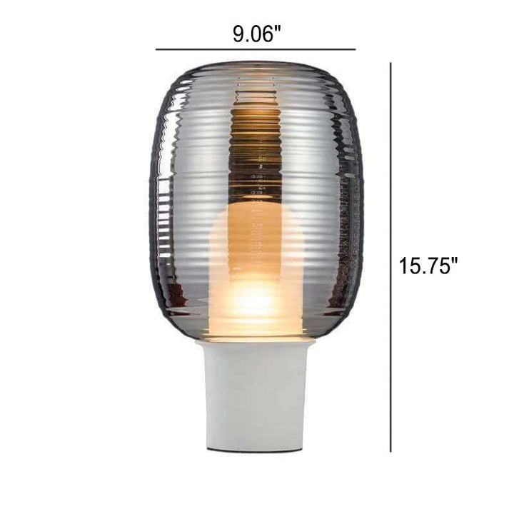 Modern Minimalist Striped Oval Glass 1-Light Table Lamp