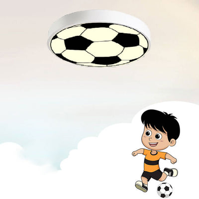 Cartoon Creative Round Football LED Kids Flush Mount Ceiling Light
