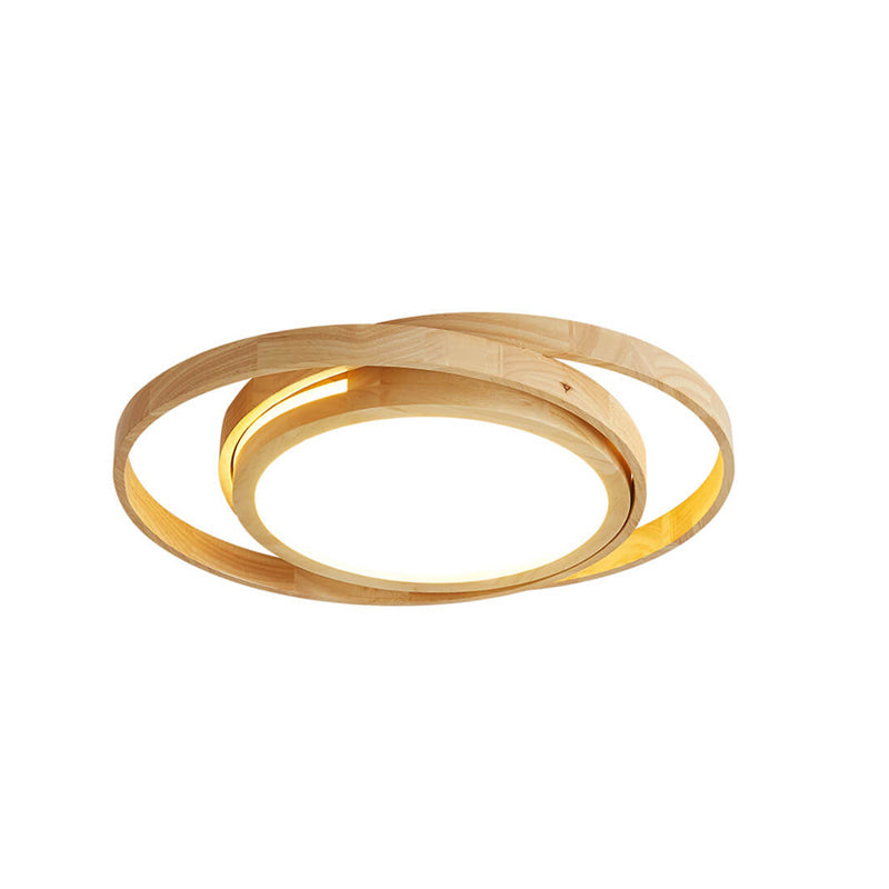 Plafonnier LED Minimaliste en Bois en Forme d&