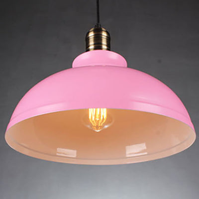 Lustre Suspendu à 1 Lumière avec Abat-jour Rond en Fer de Style Industriel 