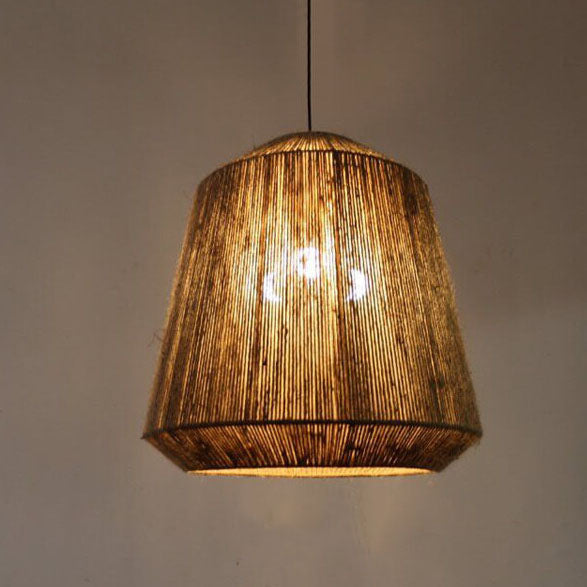 Hemp Rope Weaving 1-Light Barrel Pendant Light