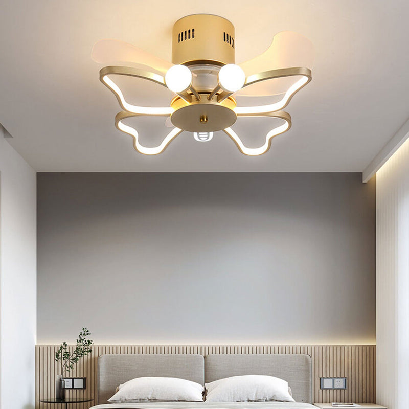 Nordic Creative Butterfly Shape LED Semi-Flush Mount Ceiling Fan Light