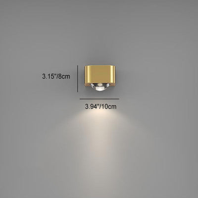 مصباح حائط LED مضيء لأعلى ولأسفل بتصميم مكعب مستطيل مستدير من النحاس العصري البسيط لغرفة النوم 