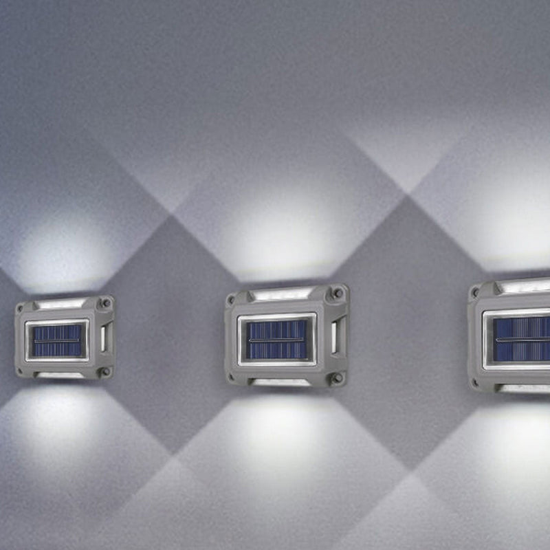 مصباح حائط ثنائي الاتجاه بإضاءة LED مقاوم للماء للطاقة الشمسية للحديقة الخارجية 