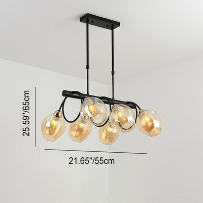 Nordic Light Luxury Gradient Glass Linear  6/8/10 Light Island Light Chandelier