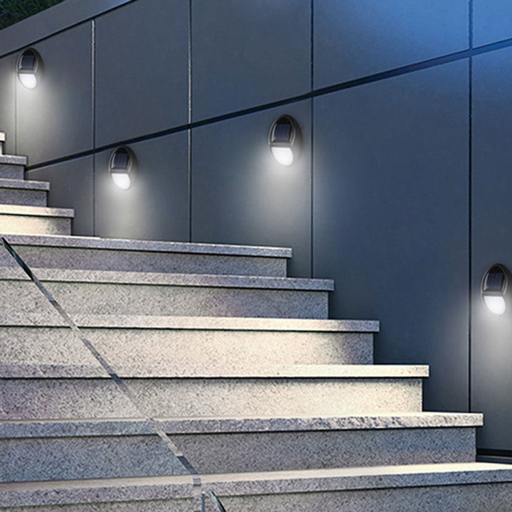 Lampe murale à applique pour clôture de jardin à LED ovale moderne pour extérieur solaire 