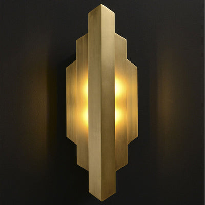 Modern Light Luxury Full Copper Symmetrical Graphic Design 1-Light Wall Sconce Lamp