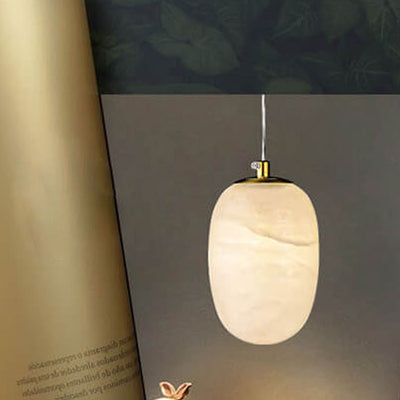 Modern Luxury Round Marble Brass 1-Light Pendant Light