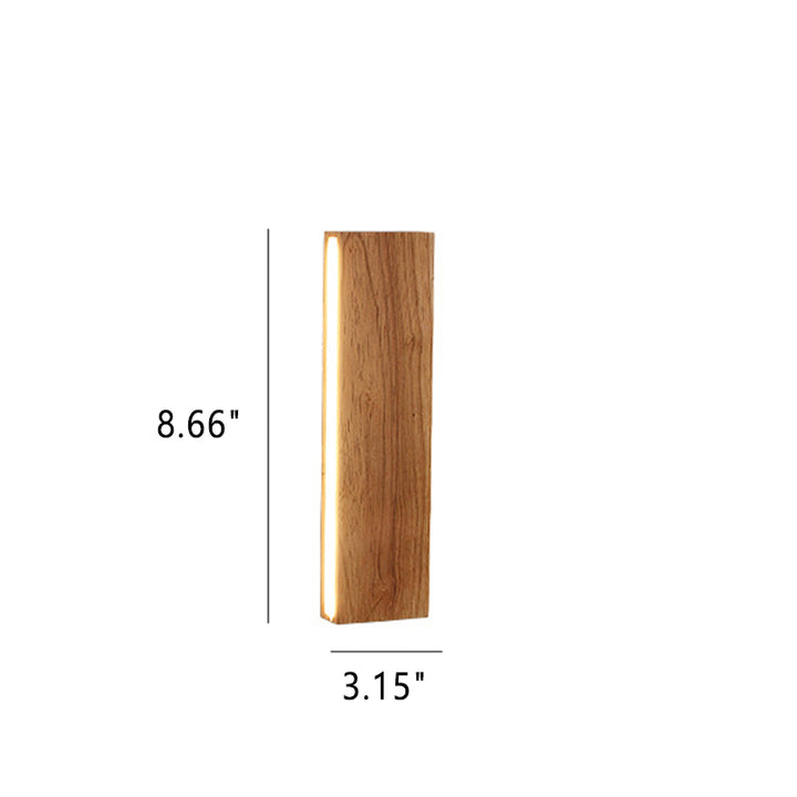 Applique murale à bande LED en bois massif simple 