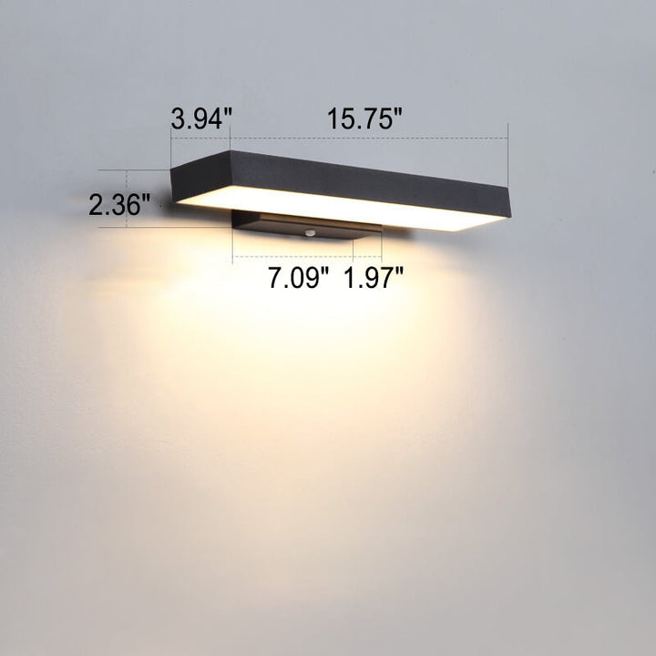 Moderne minimalistische rechteckige flache LED-Sensor-wasserdichte Wandleuchte für den Außenbereich 