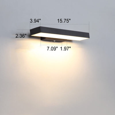 Modern Minimalist Rectangular Flat LED Sensor Outdoor Waterproof Wall Sconce Lamp