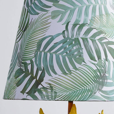 Nordic Leaf Fabric Resin Bird Design 1-Light Table Lamp