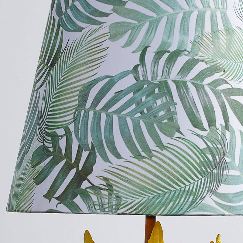 Nordic Leaf Fabric Resin Bird Design 1-Light Table Lamp