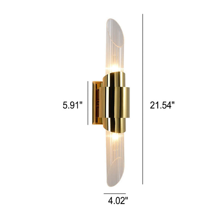 Applique Murale à Colonne en Verre en Acier Inoxydable Moderne de Luxe avec 2 Lumières 