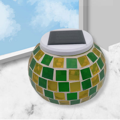 Solar Garden Green Grid Glass Jar LED Decorative Path Light