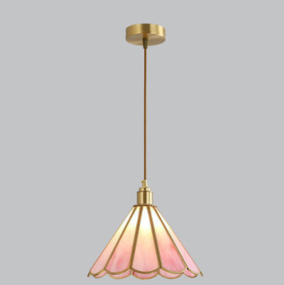 Modern Colorful Water-grain Glass 1-Light Bell Shaped Pendant Light