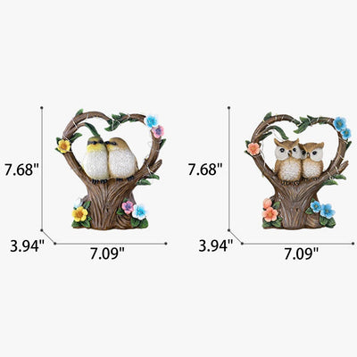 Kreatives Garten-Solar-Nachtlicht Herzförmiges Harz-Vogel-LED-Ornament-Licht im Freien 