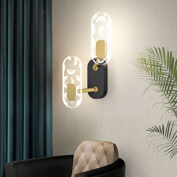 Applique murale LED moderne et créative avec anneau en acrylique, noir et or 