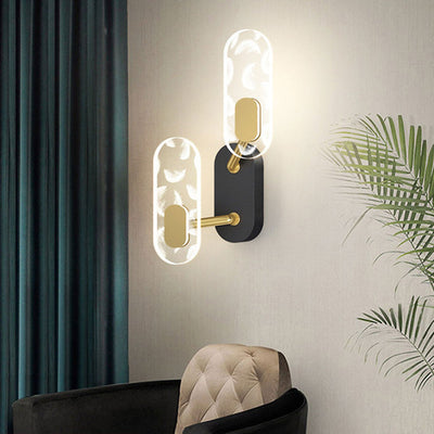 مصباح حائط LED حديث إبداعي بحلقة أكريليك باللون الأسود والذهب 