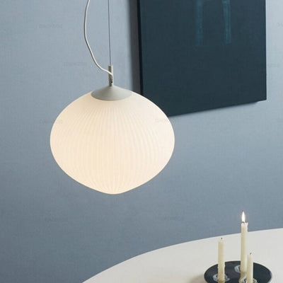 Modern Milk White Glass Oval 1-Light Pendant Light