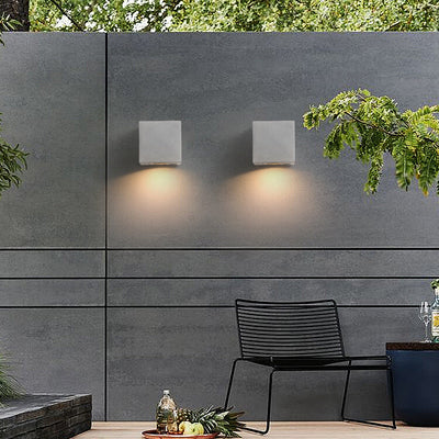 Industrial Cement Square Outdoor 1-Light Waterproof Wall Sconce Lamp