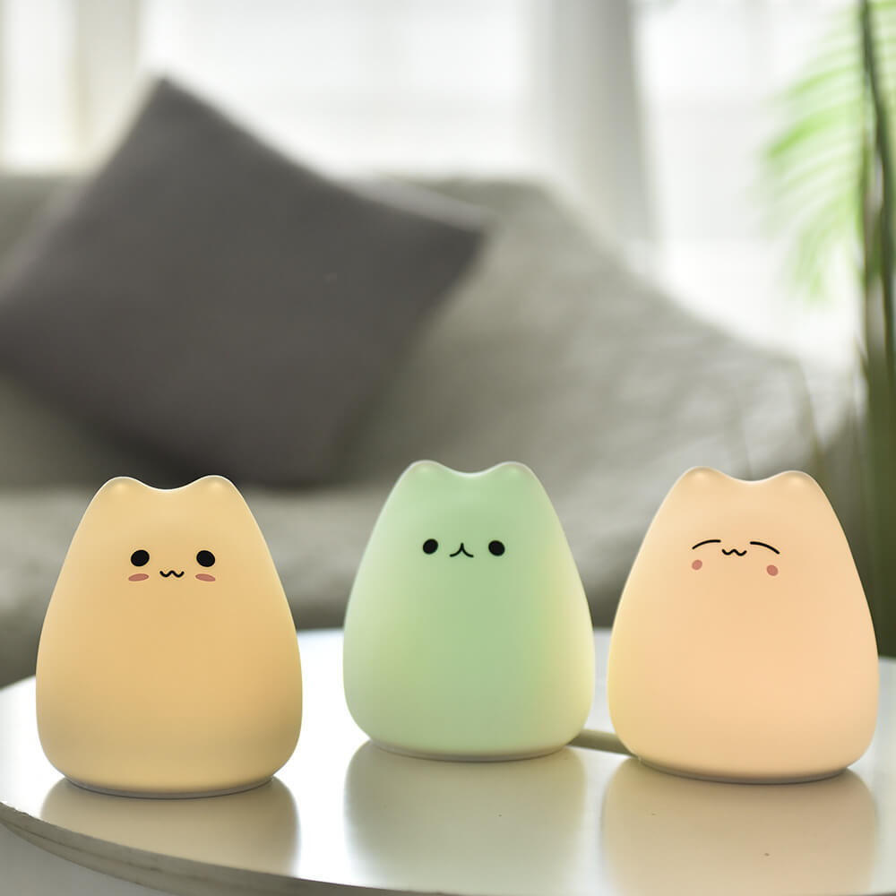 Lampe de Table LED en Silicone USB Veilleuse Chat 