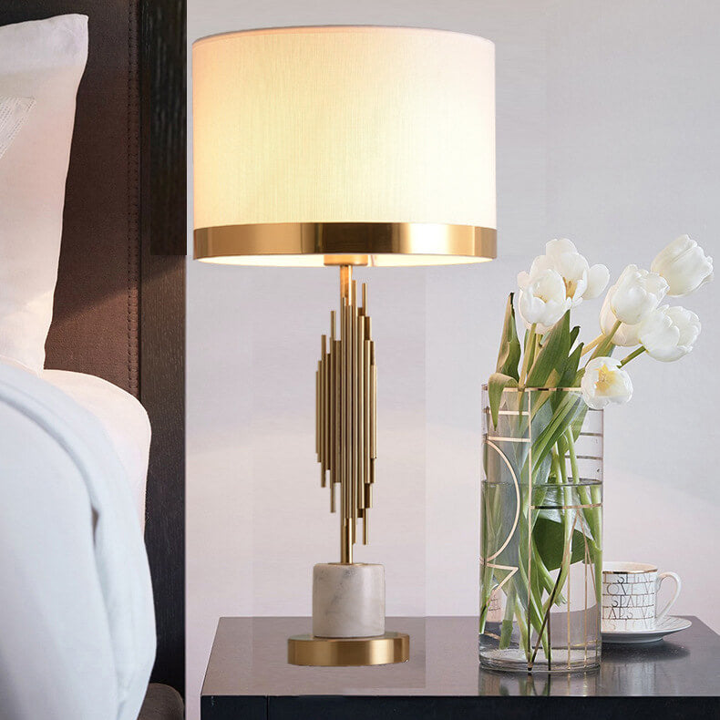 Nordic Luxury Fabric Marble Base 1-Light Table Lamp