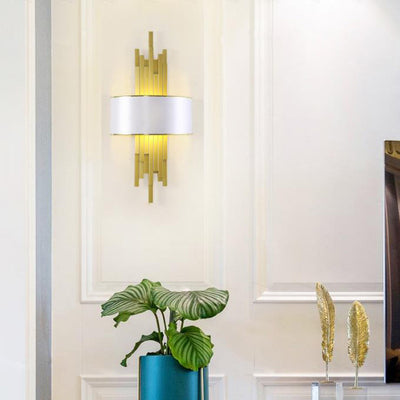 Modern Fabric Hardware Column 2-Light  Wall Sconce Lamp