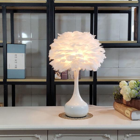 Lampe de Table à Base de Goutte Globe 1 Lumière Moderne Plume 
