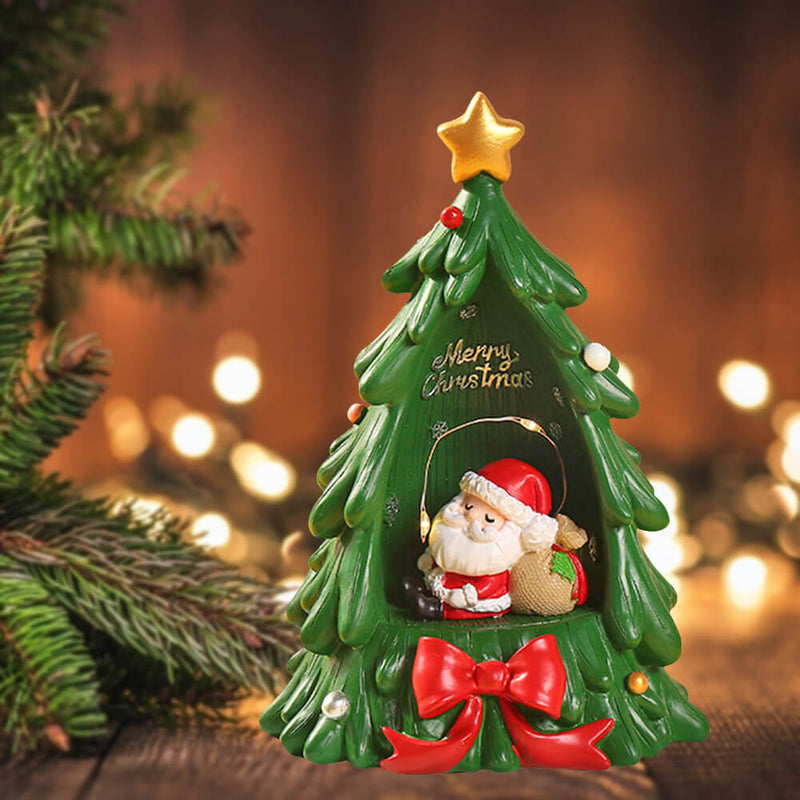 Christmas Tree Santa Starlight Night Light Resin Decoration Gift Table Lamp