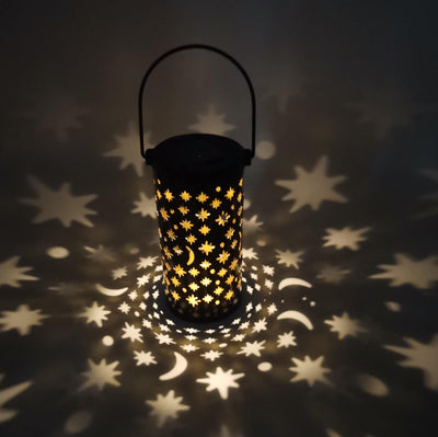 Solar Iron Lantern Star Moon LED Outdoor Waterproof Lawn Garden Floor Lamp
