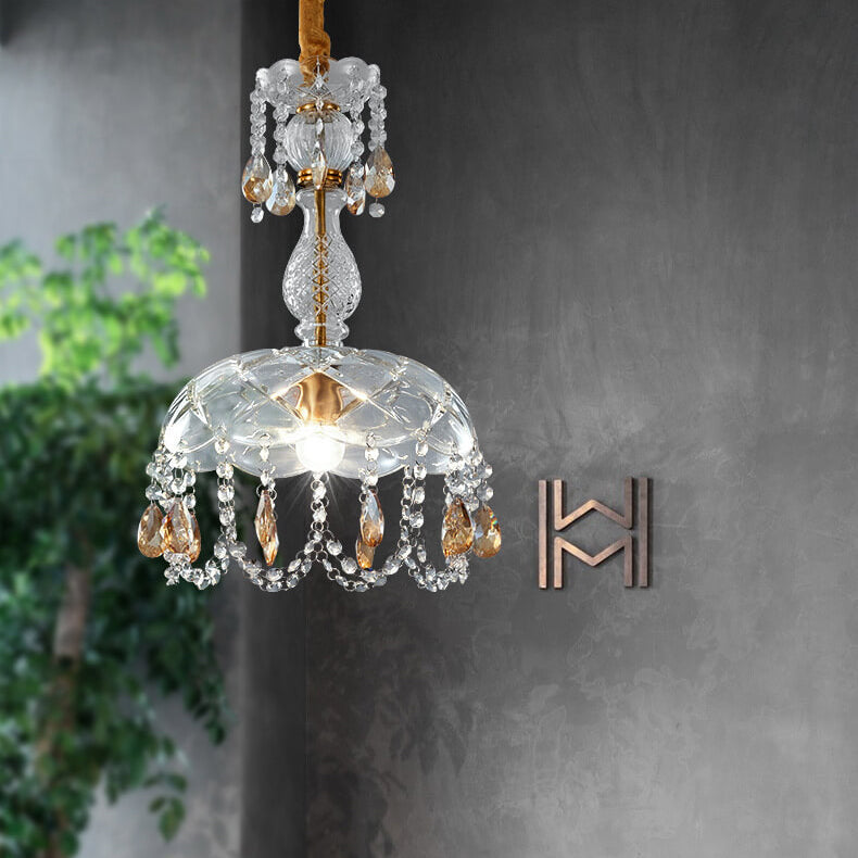 Moderne Luxus Kristall Hängedome 1-Licht Pendelleuchte 