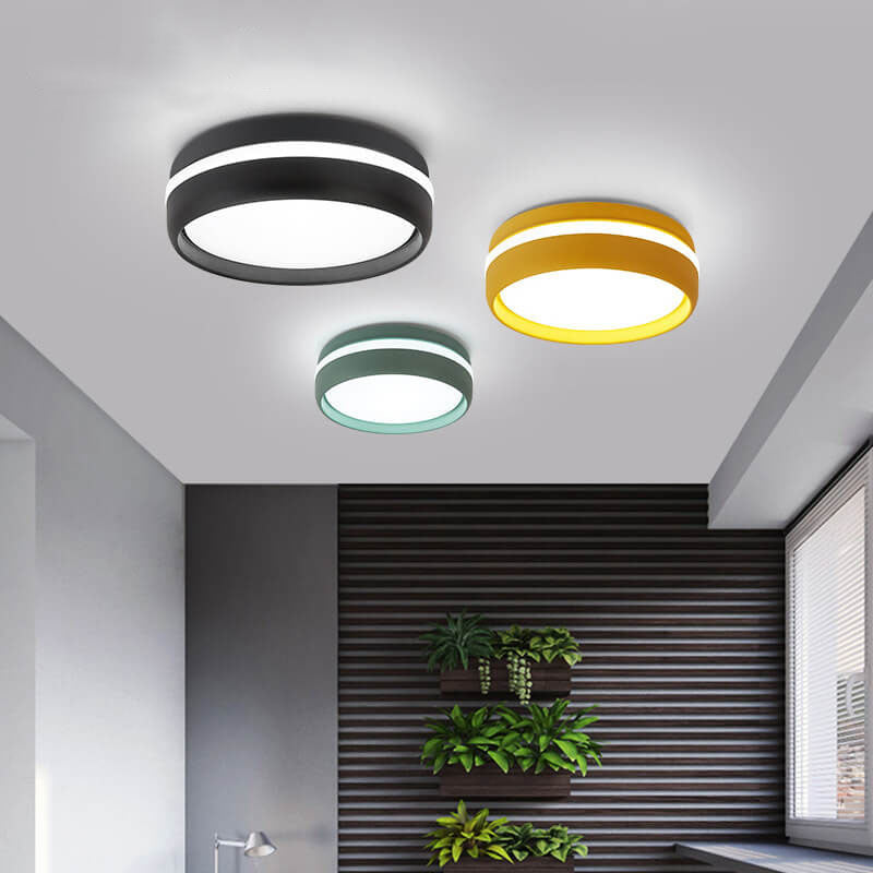 Creative Round Macaron Iron LED Flush Mount Ceiling Light