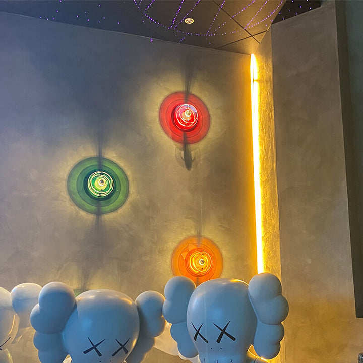 Lampe murale moderne en acrylique à 1 lumière avec ombre ronde teintée 