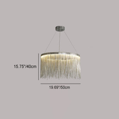 Contemporary Creative Round Tassel Aluminum LED Pendant Light For Living Room