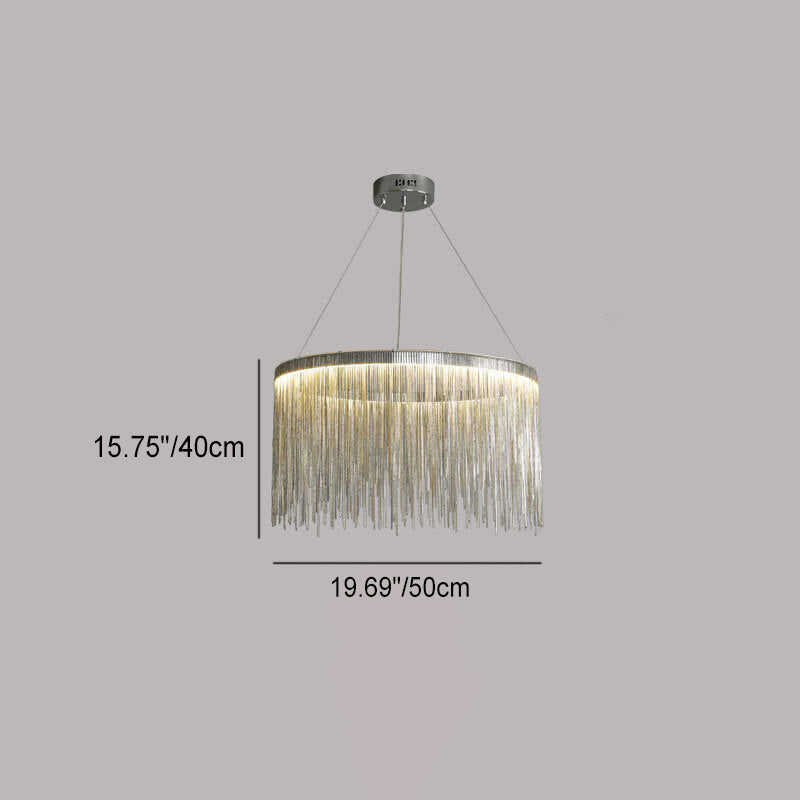 Contemporary Creative Round Tassel Aluminum LED Pendant Light For Living Room