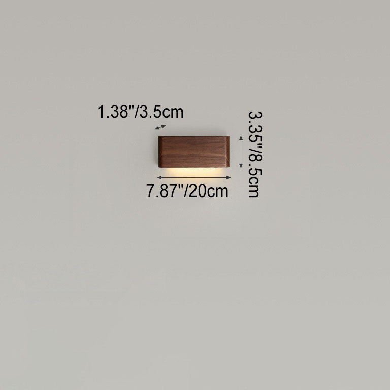 Minimalist Chinese Walnut Rectangular LED Wall Sconce Lamp